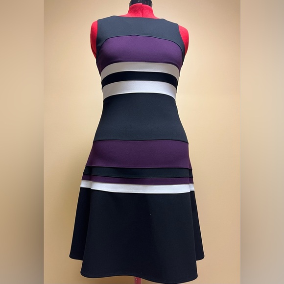 Tommy Hilfiger Dresses & Skirts - Tommy Hilfiger Striped Midi Dress - Black, Purple, White